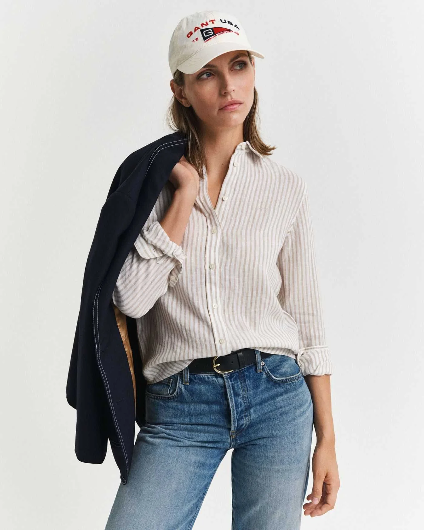 პერანგი GANT - REG LINEN STRIPED SHIRT