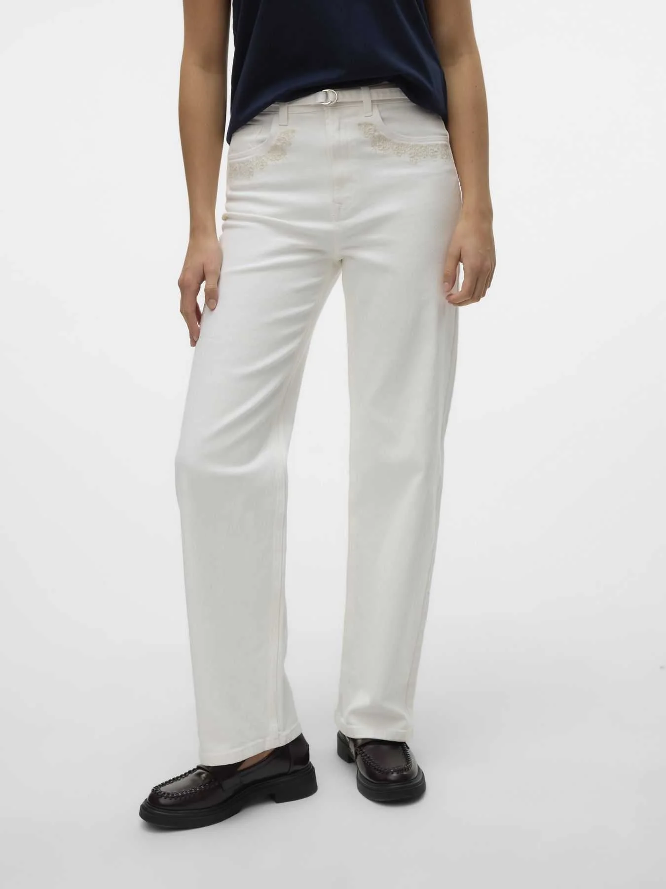 ქალის ჯინსი Vero Moda - VMTESSA HR WIDE EMB COL JEANS