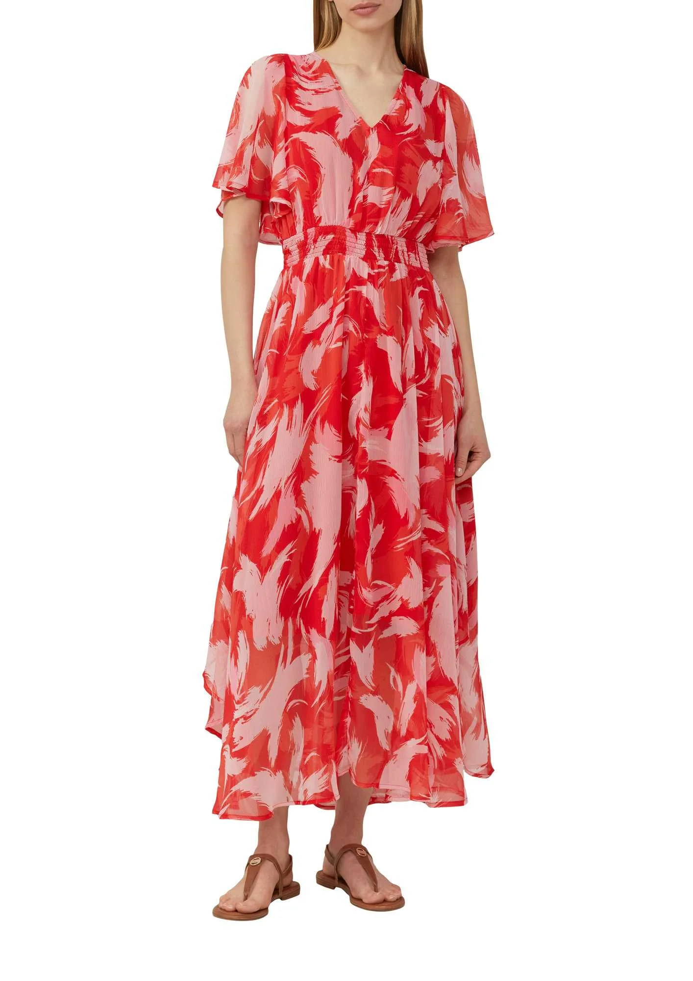 კაბა s.Oliver - Chiffon maxi dress with a smocked waist