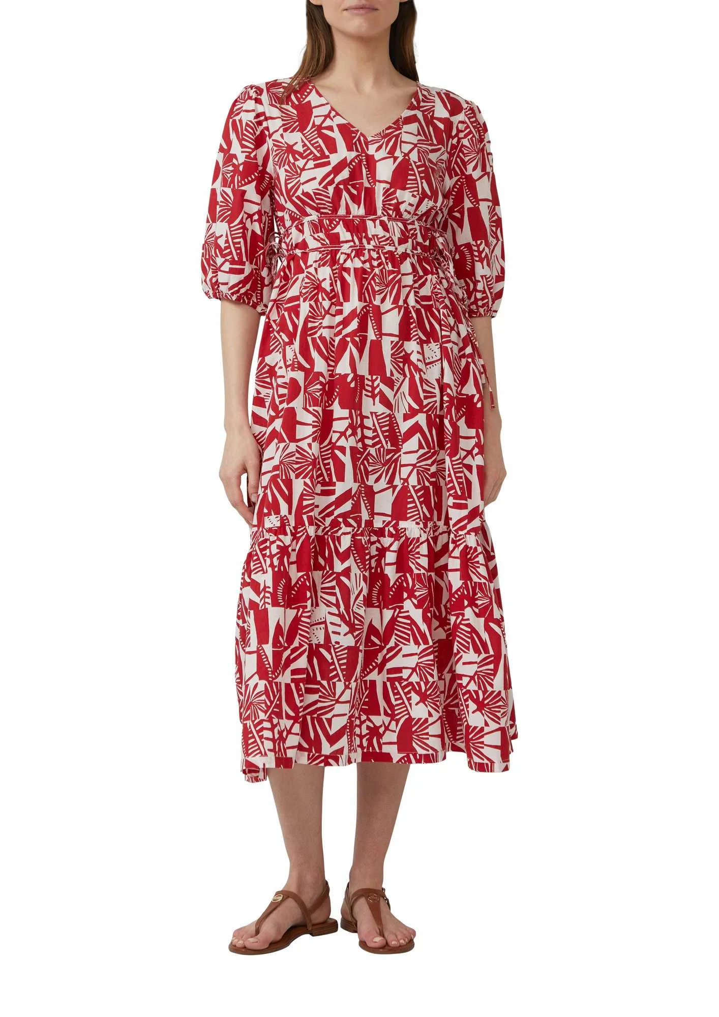 კაბა s.Oliver - Cotton maxi dress with tie details