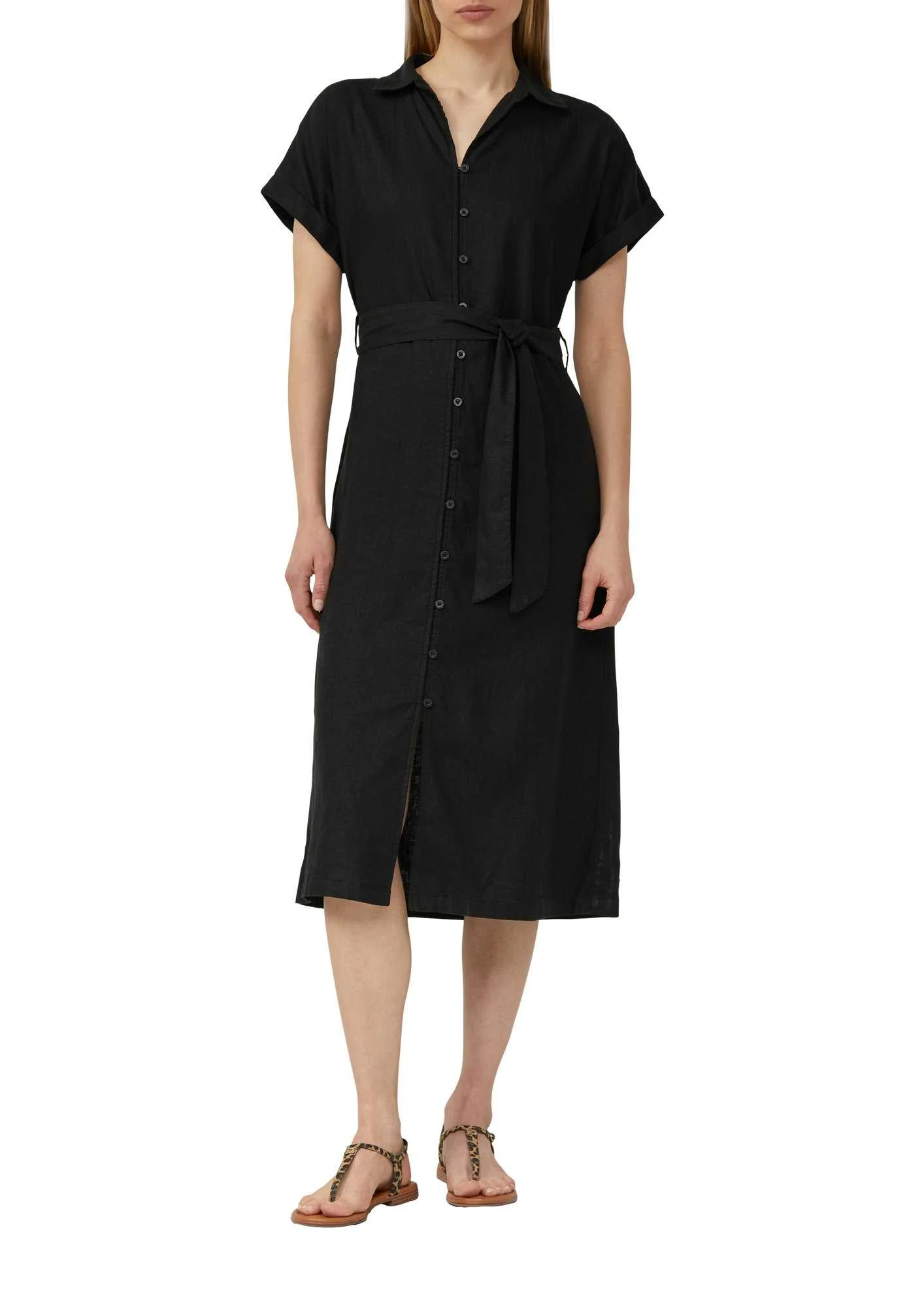 კაბა s.Oliver - Linen-blend midi dress with pockets