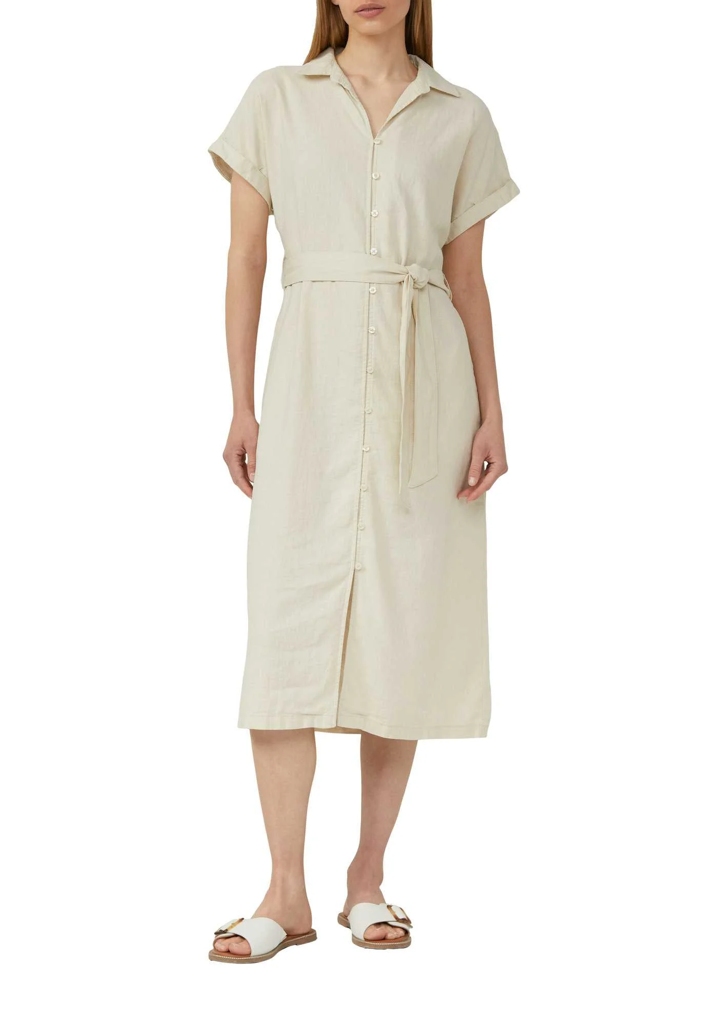 კაბა s.Oliver - Linen-blend midi dress with pockets
