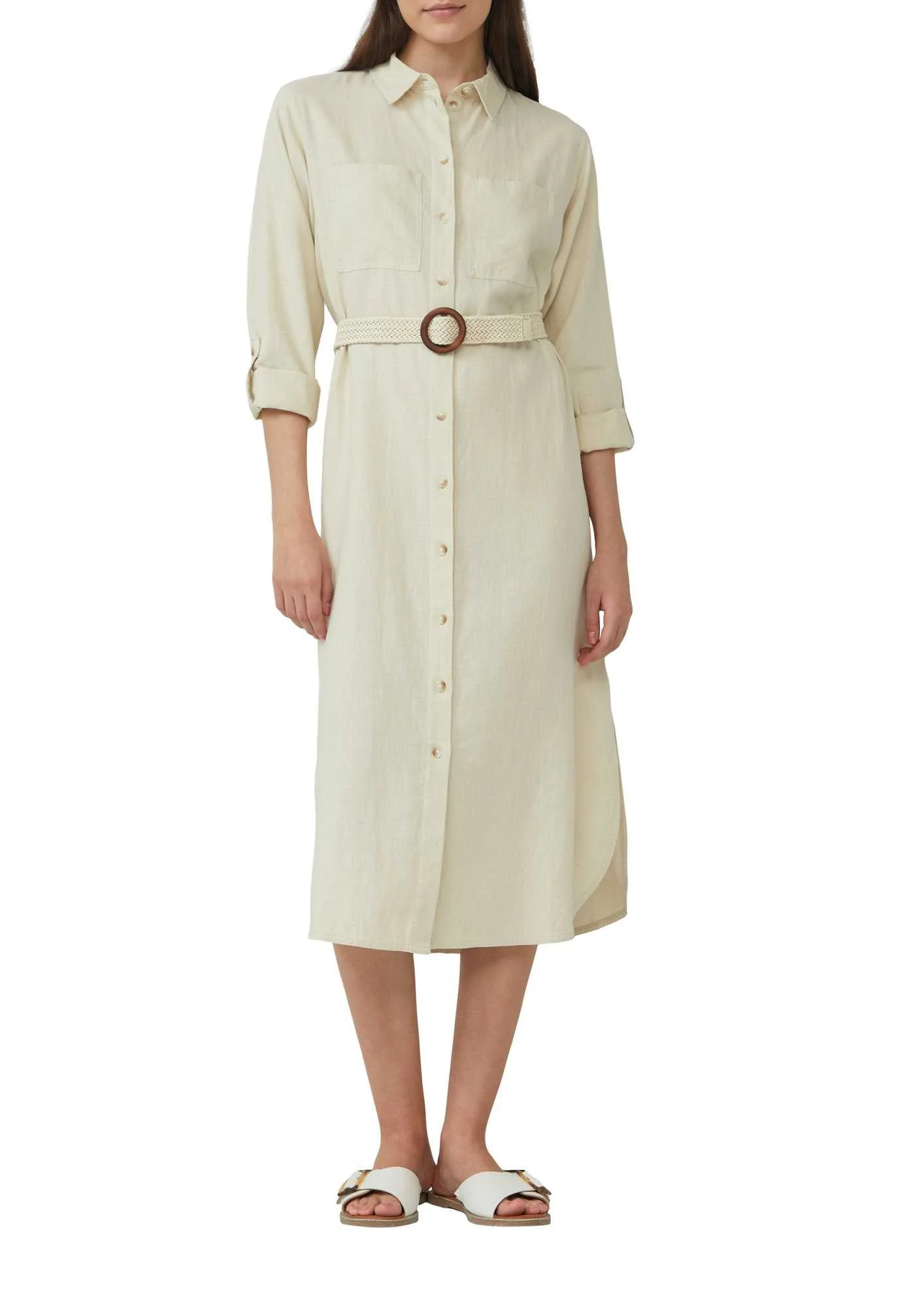 კაბა s.Oliver - Relaxed fit shirt dress with braided belt