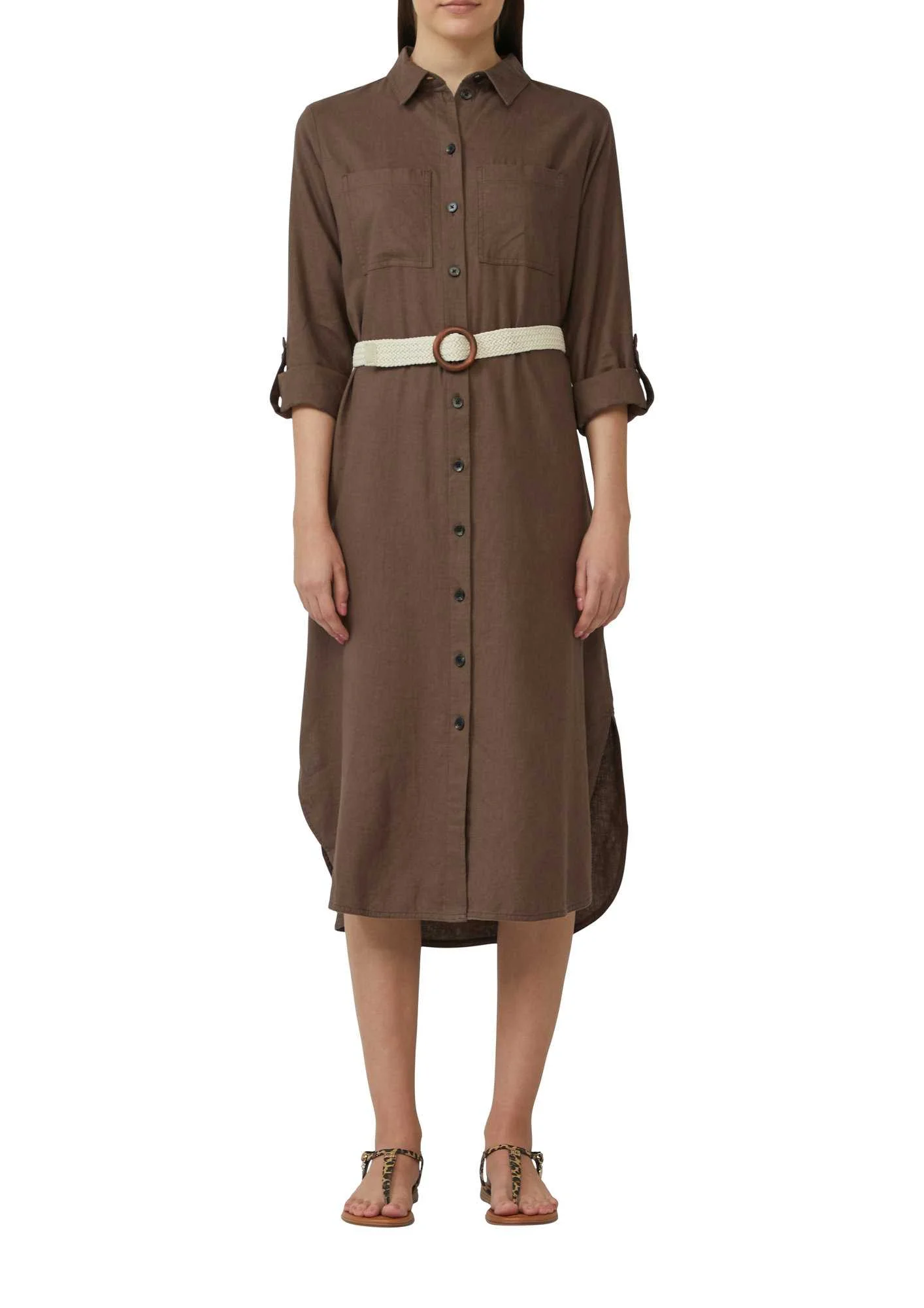 კაბა s.Oliver - Relaxed fit shirt dress with braided belt