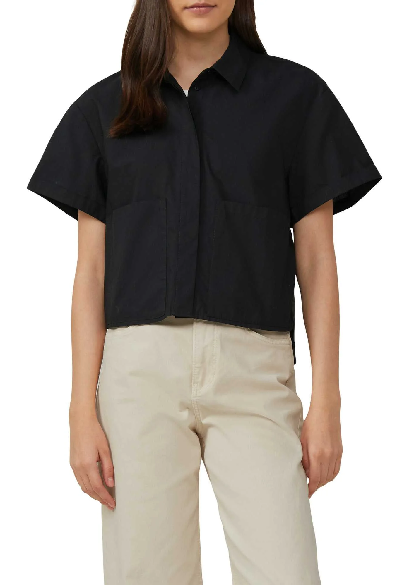 პერანგი s.Oliver - Cropped shirt blouse in a relaxed fit with patch pockets