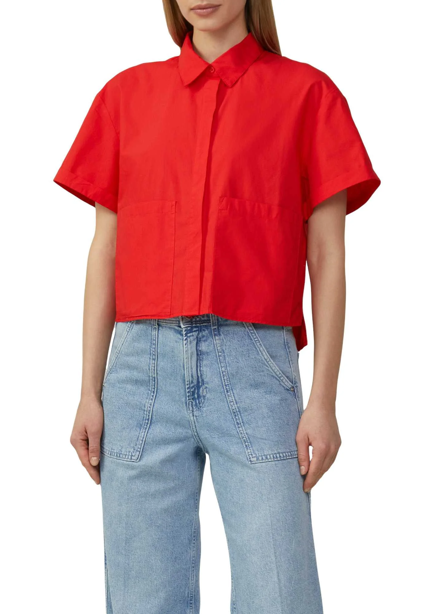 პერანგი s.Oliver - Cropped shirt blouse in a relaxed fit with patch pockets