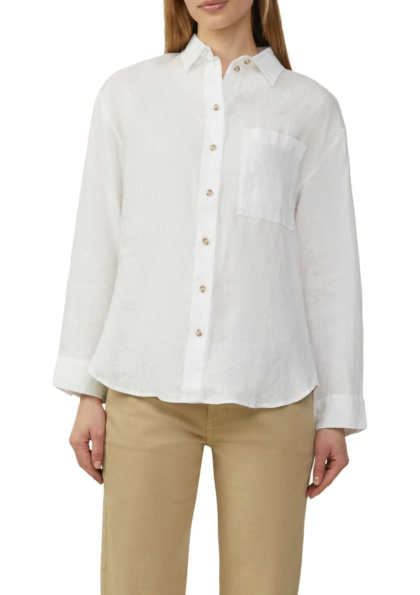 პერანგი s.Oliver - Pure linen blouse with a breast pocket