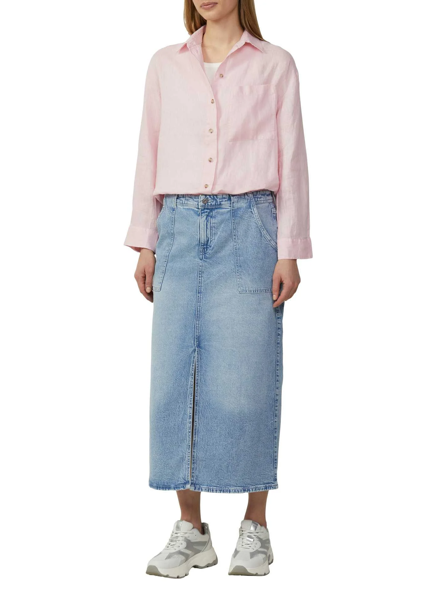 პერანგი s.Oliver - Pure linen blouse with a breast pocket