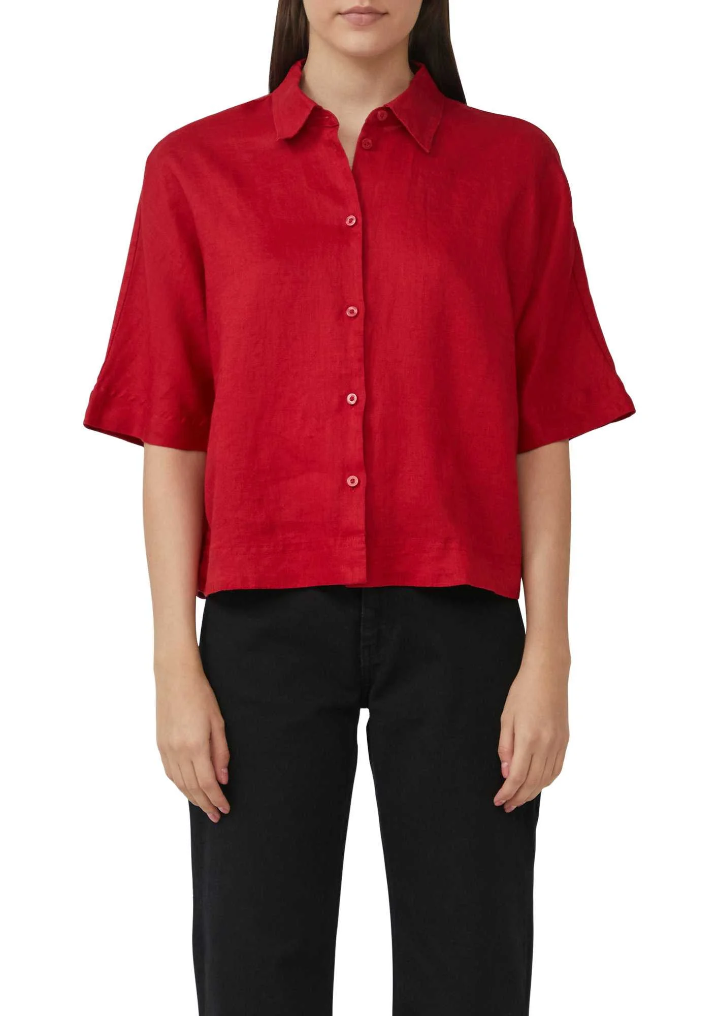 პერანგი s.Oliver - Short-sleeved linen blouse in a relaxed fit