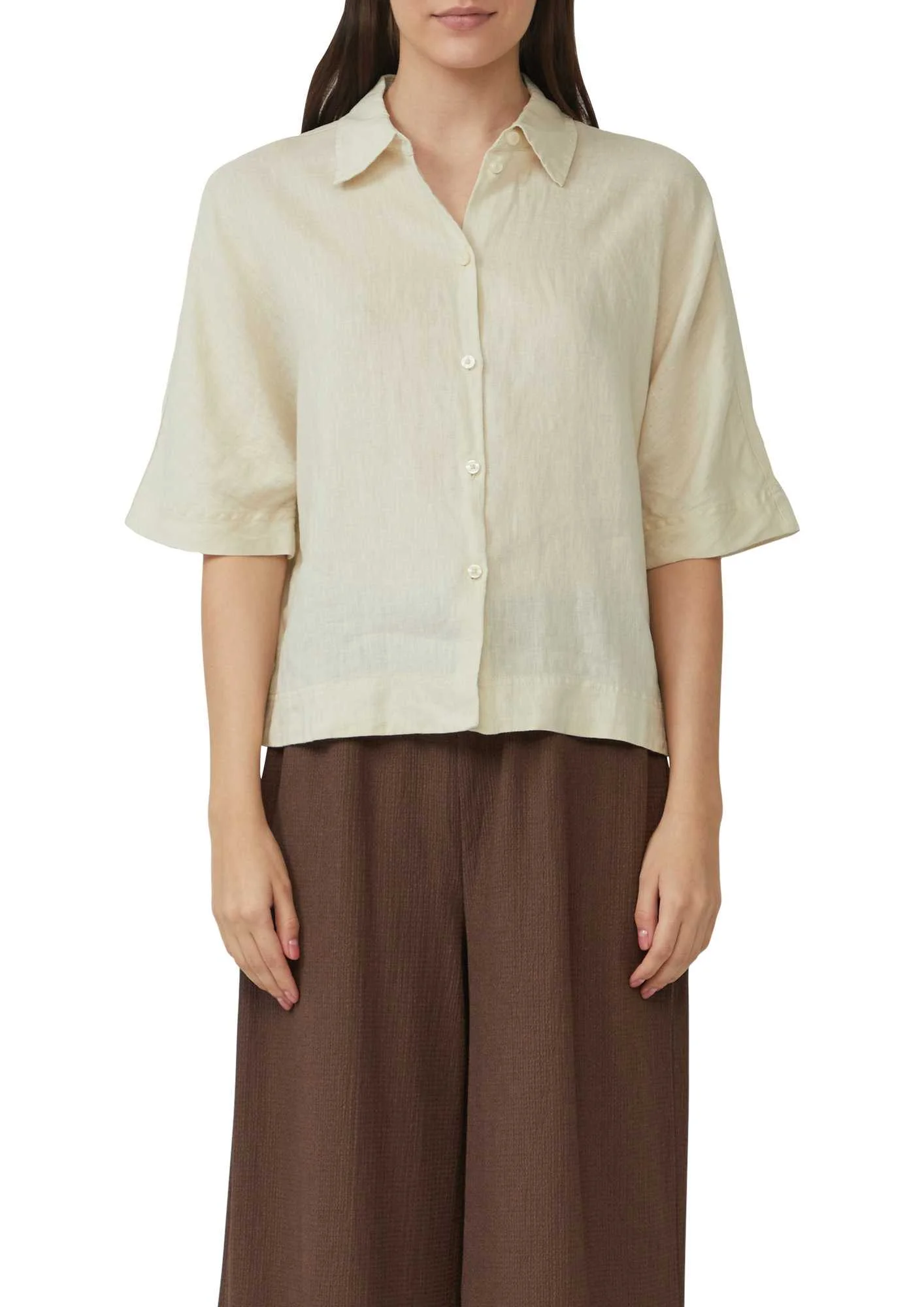 პერანგი s.Oliver - Short-sleeved linen blouse in a relaxed fit