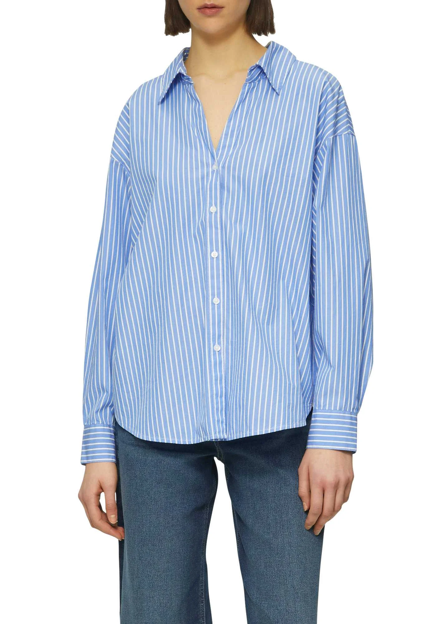 პერანგი s.Oliver - Striped poplin blouse in a relaxed fit with bow detail