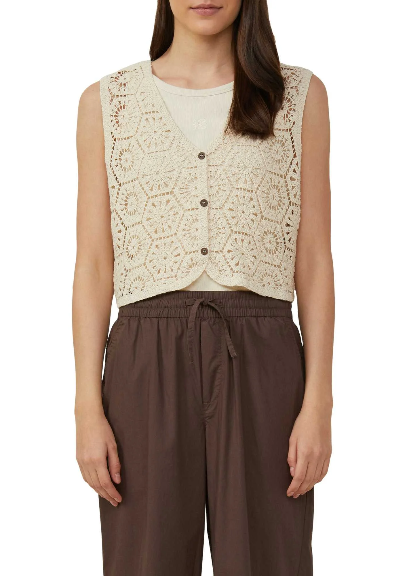 პიჯაკი s.Oliver - Cropped crochet lace waistcoat