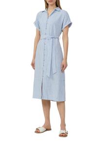 კაბა s.Oliver - Gestreiftes Midikleid im Relaxed Fit aus Leinenmix
