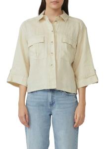 პერანგი s.Oliver - Relaxed fit linen overshirt with wide 3/4-length sleeves