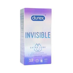 პრეზერვატივი ინვიზიბლ Invisible Extra Lube 12 ცალი დურექსი - Durex