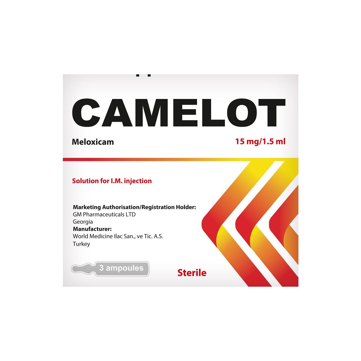 კამელოტი - Camelot 15მგ 1.5მლ 3 ამპულა