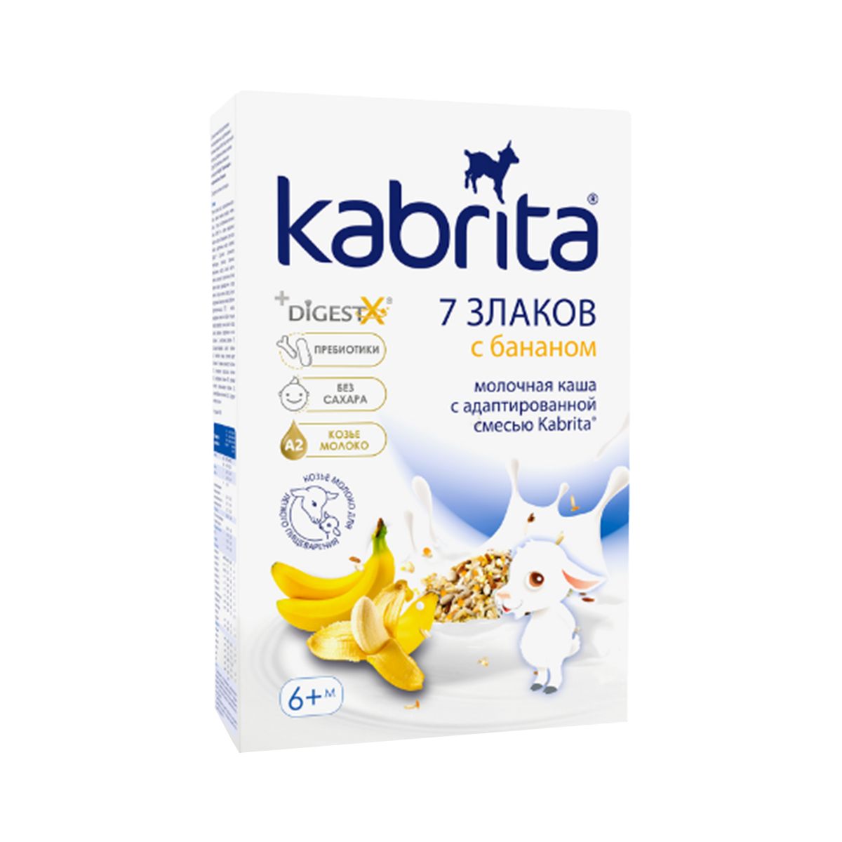 ფაფა თხის რძით 7 მარცვალი ბანანით 6 თვიდან 180 გ კაბრიტა - Kabrita