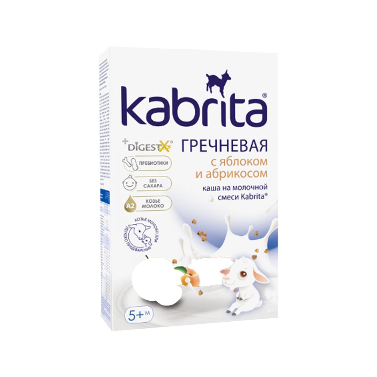 ფაფა თხის რძით წიწიბურა ვაშლი და გარგარი 5 თვიდან 180 გ კაბრიტა - Kabrita