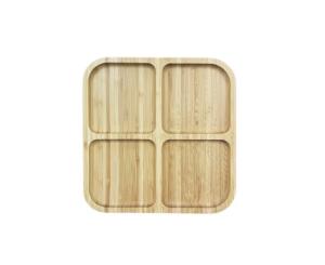 ბამბუკის 4 განყოფილებიანი კვადრატული თეფში 25x25x1.7 სმ SKY