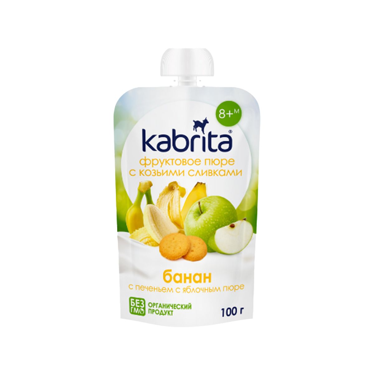 პიურე შერეული ბანანი ნამცხვარი და ვაშლი თხის რძით 8 თვიდან 100 გ კაბრიტა - Kabrita