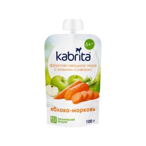 პიურე შერეული ვაშლი და სტაფილო თხის რძით 6 თვიდან 100 გ კაბრიტა - Kabrita