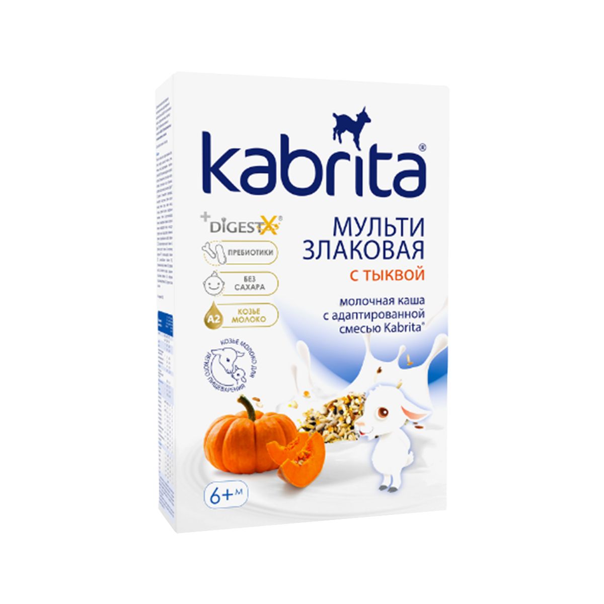 ფაფა თხის რძით 7 მარცვალი და გოგრა 6 თვიდან 180 გ კაბრიტა - Kabrita