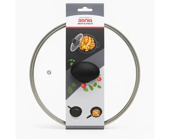 მინის თავსახური სახელურით Ronig 26 სმ