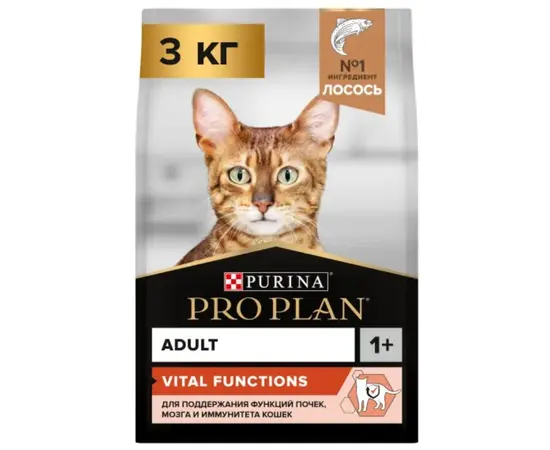 მშრალი საკვები კატის Proplan ორაგულის არომატით 3კგ