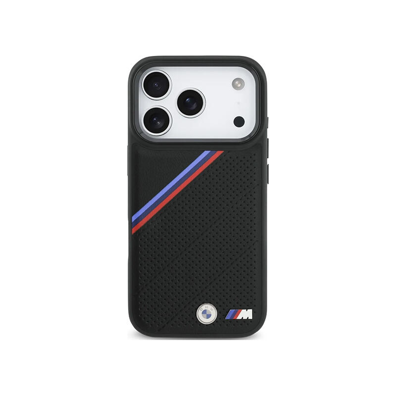 BMW HC M Magsafe PU Tricolor Metal Logo Iphone 17 Pro BMHMP17L25PCSPEK Black