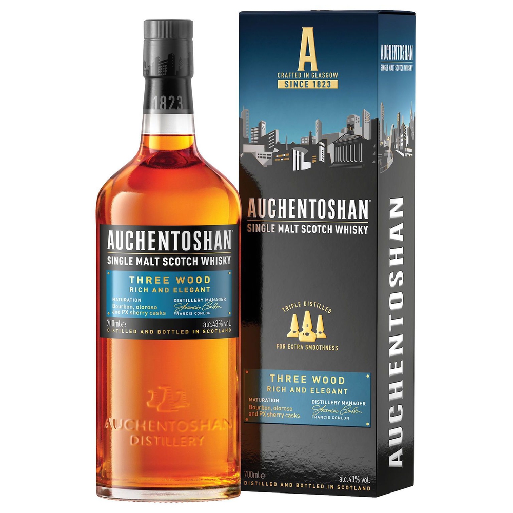 Auchentoshan, ერთალაოიანი სკოტჩი, Three Wood, 700 მლ.