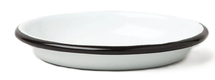 Falcon, ემალის სასოუსე თეფში, თეთრი შავი კანტით, Ø10 სმ