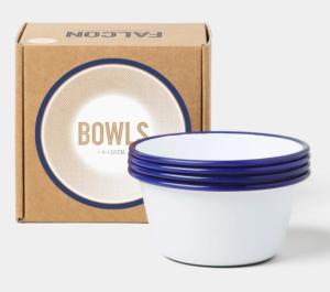 Falcon, ემალის ჯამების ნაკრები, ლურჯი, Ø12 სმ, 4 ცალი