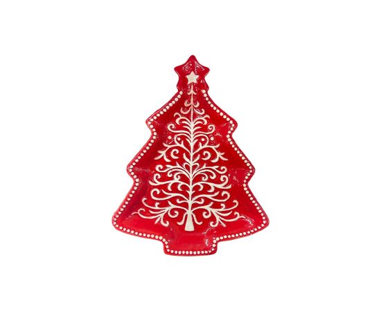 საახალწლო თეფში ნაძვის ფორმის კერამიკის SH-11979