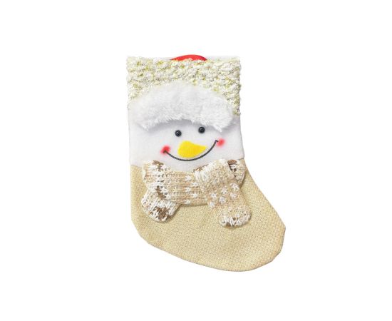 საახალწლო დეკორაცია წინდა თოვლის კაცი 17*14,5სმ W-35 (ბეჟი)