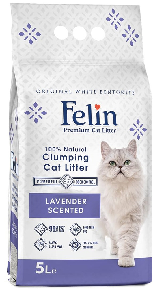 Felin, კატის ქვიშა ლავანდის არომატით, 5 ლ