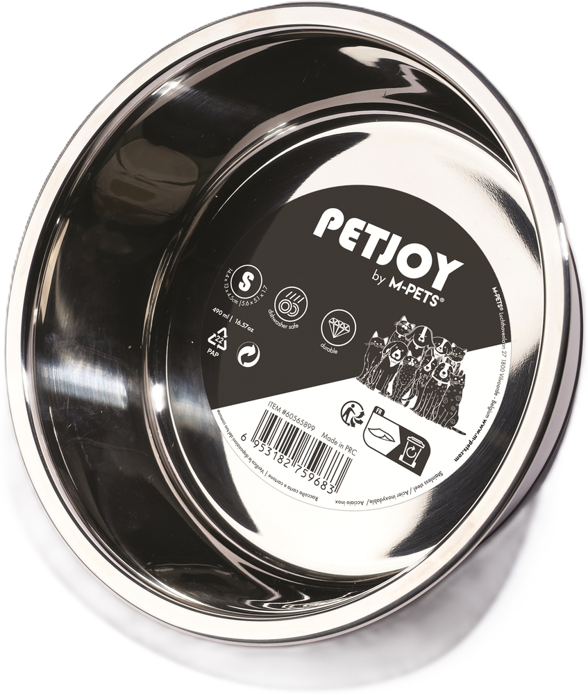 M-PETS, ძაღლისა და კატის უჟანგავი ფოლადის ჯამი, 490 მლ