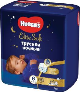 Huggies Elite Soft ბავშვის ღამის ტრუსი 6 ზომა 16ც
