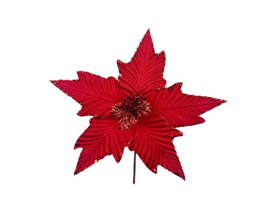 საახალწლო დეკორაცია ყვავილი (წითელი) 25სმ LY24213