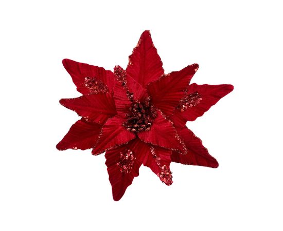 საახალწლო დეკორაცია ყვავილი (წითელი) 27სმ LY24871-1