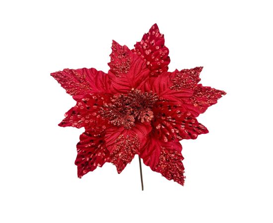 საახალწლო დეკორაცია ყვავილი (წითელი) 28სმ LY24150