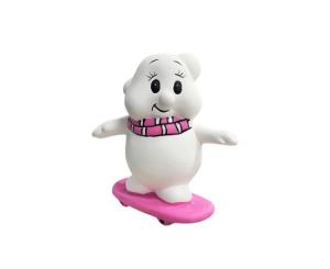 თოვლის გუნდა კერამიკა 12სმ - შარფით და სკეიტით, ვარდი