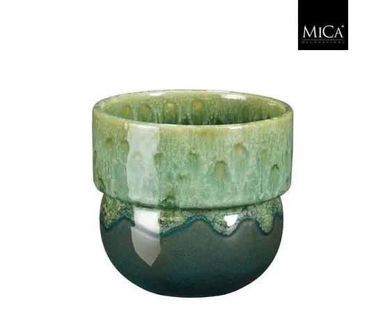 ქოთანი კერამიკული Debby pot round green - h13xd14cm