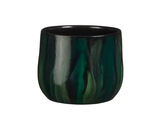 ქოთანი კერამიკული Nigel pot round green- h13xd15cm