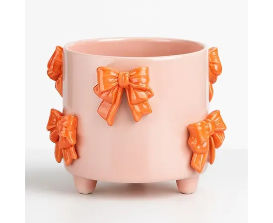 ქოთანი კერამიკული Pot bow orange - h11xd13,5cm