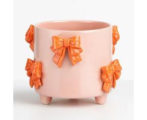 ქოთანი კერამიკული Pot bow orange - h11xd13,5cm