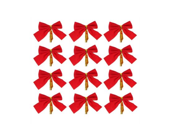 ნაძვის ხის ბაფთები XXDJ-10 12ცალი წითელი