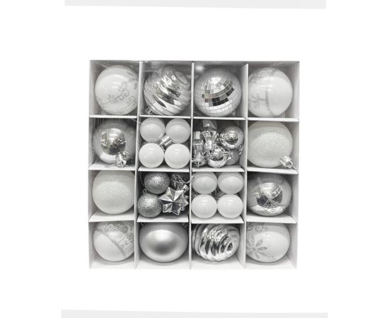 ნაძვის ხის ბურთები ვერცხლისფერი 44 ცალი C25TJ100