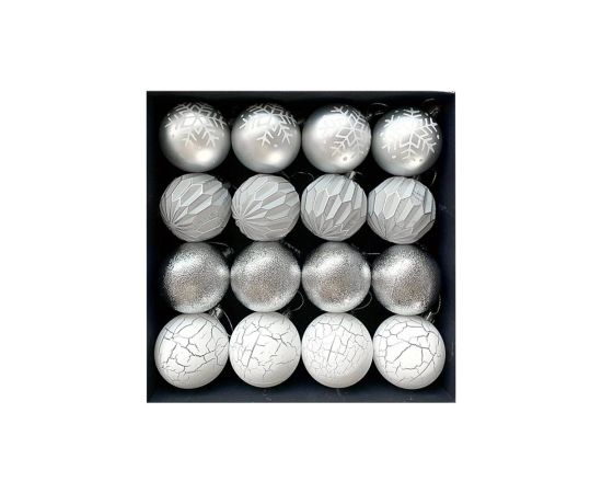 ნაძვის ხის ბურთები ვერცხლისფერი 6 სმ 16 ცალი C25TJ093