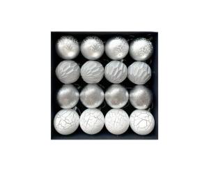 ნაძვის ხის ბურთები ვერცხლისფერი 6 სმ 16 ცალი C25TJ093