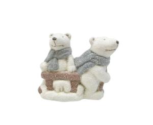 საახალწლო დეკორაცია პოლარული დათვები ციგით(ნაცრისფერი) 23138